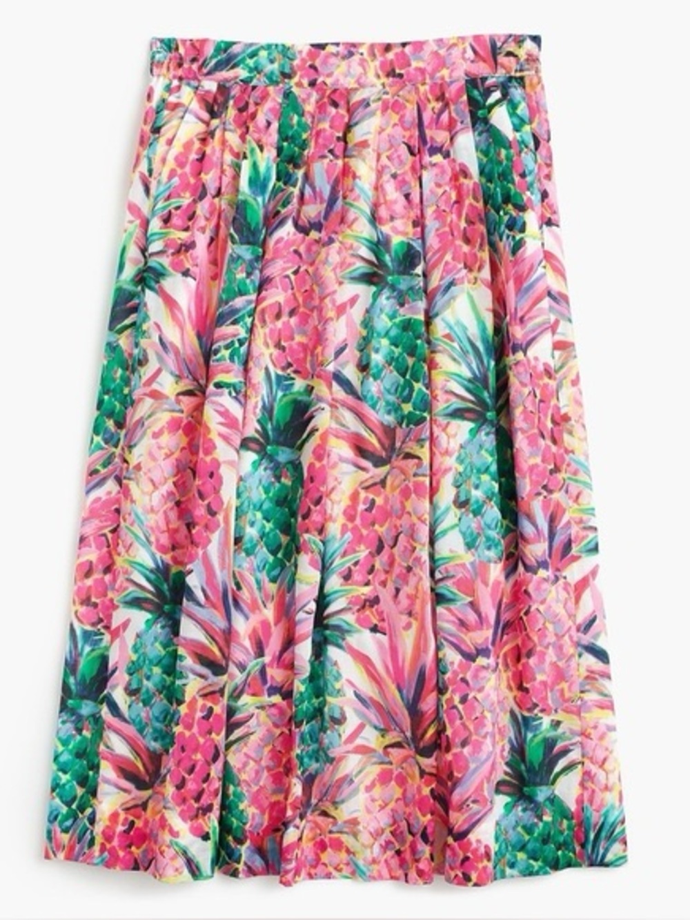 J.Crew Ratti Pineapple A-Line Midi Skirt Colorful Tropical Print Size 8